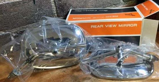 8" Chrome Harley Davidson Rectangular Mirror #755 by Dixie Distributing